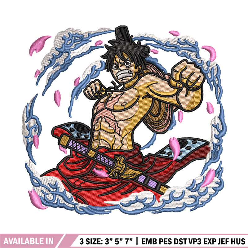 Luffy wano embroidery design, One piece embroidery, Anime design, Embroidery shirt, Embroidery file, Digital download.jpg