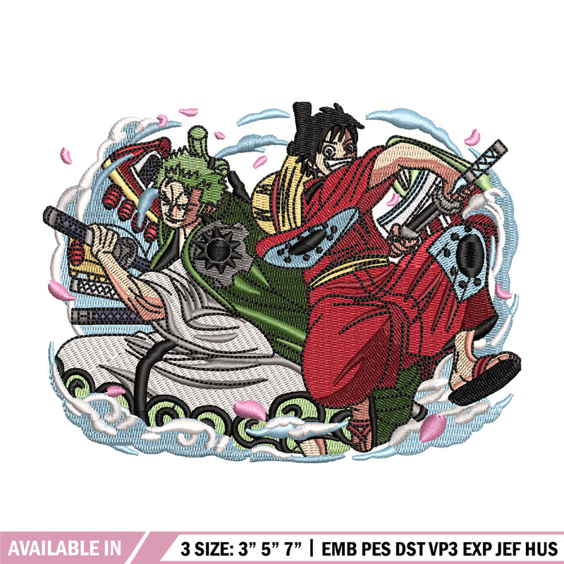 Luffy zoro embroidery design, One piece embroidery, Anime design, Embroidery shirt, Embroidery file, Digital download.jpg