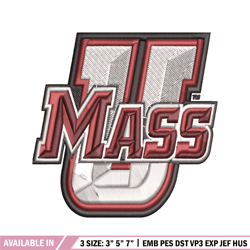 massachusetts minutemen embroidery design, massachusetts minutemen embroidery, logo sport embroidery, ncaa embroidery