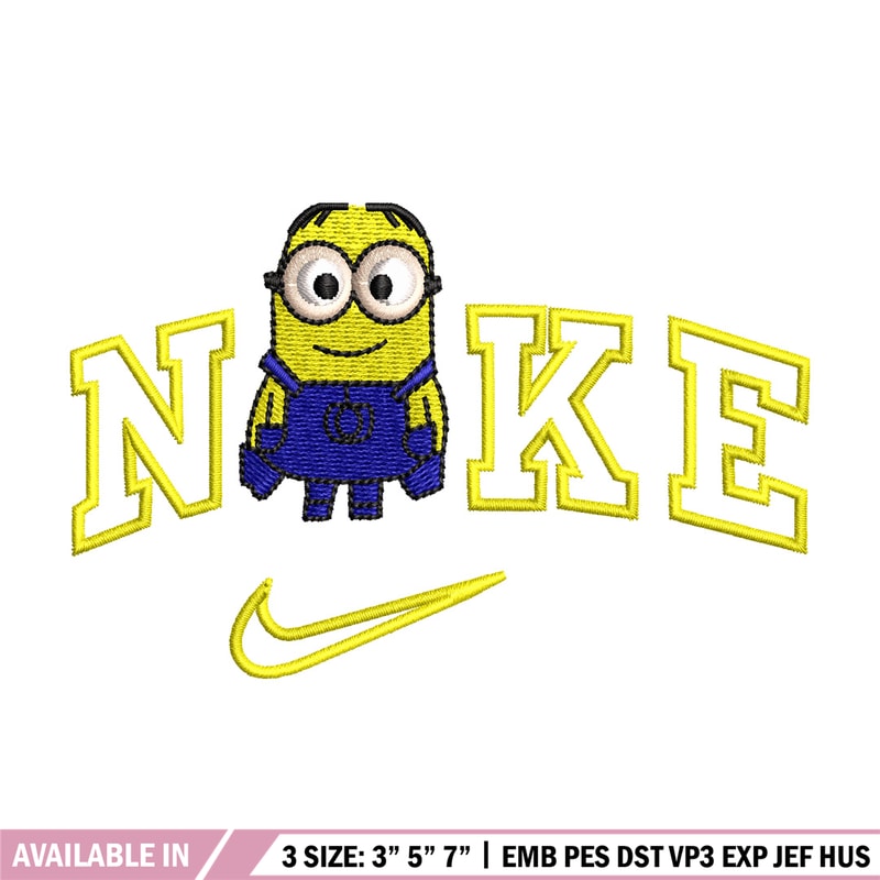 Minion x nike embroidery design, Minion embroidery, Embroidery file, Embroidery shirt, Nike design, Digital download.jpg
