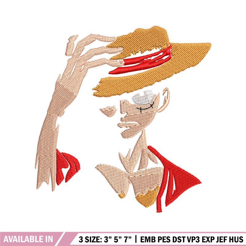 Monkey D. Luffy embroidery design, One Piece embroidery, embroidery file, anime design, anime shirt, Digital download.jpg