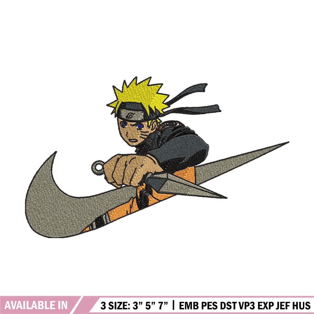 Naruto Kunai Nike Nike embroidery design, Naruto embroidery, Nike design, anime design, anime shirt, Digital download.jpg