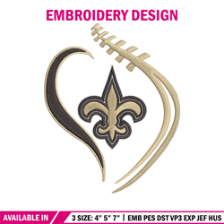 New Orleans Saints Heart embroidery design, New Orleans Saints embroidery, NFL embroidery, logo sport embroidery (3)