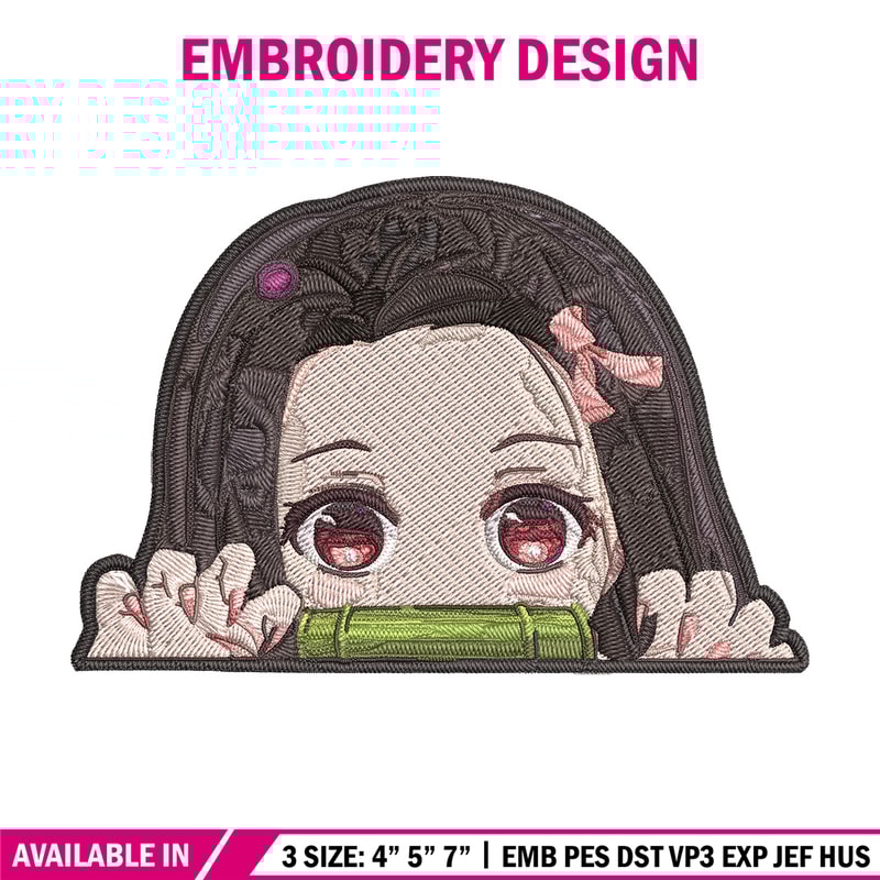 Nezuko chibi Embroidery Design, Demon slayer Embroidery, Embroidery File, Anime Embroidery, Digital download.jpg