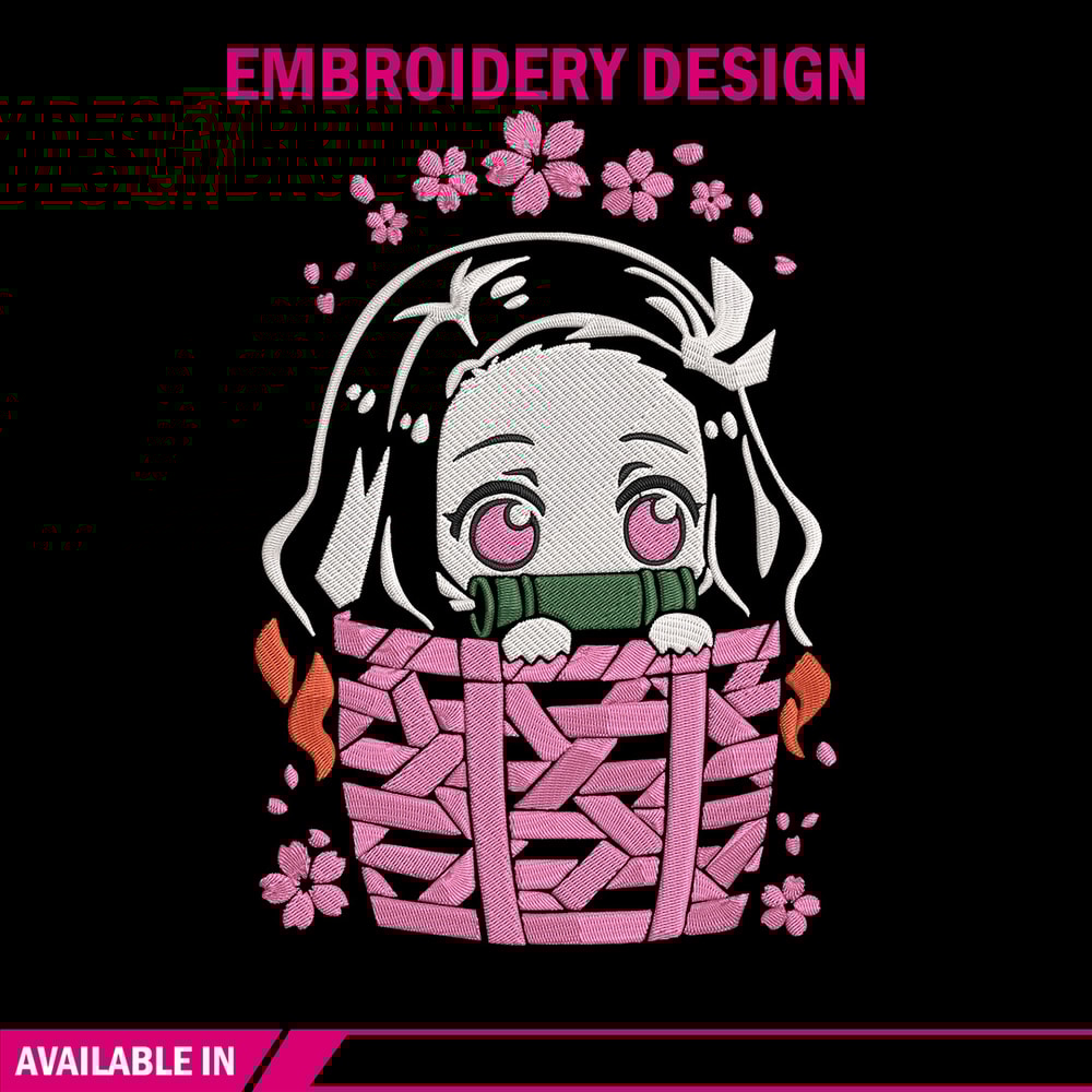 Nezuko chibi Embroidery Design, Demon slayer Embroidery, Embroidery File, Anime Embroidery,Digital download..jpg