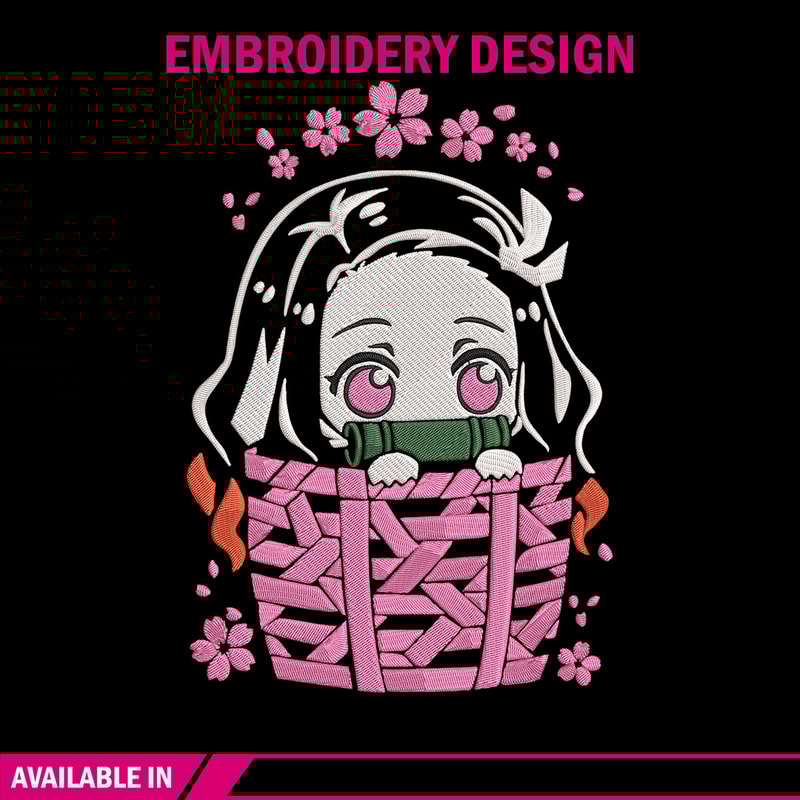 Nezuko chibi Embroidery Design, Demon slayer Embroidery, Embroidery File, Anime Embroidery,Digital download..jpg