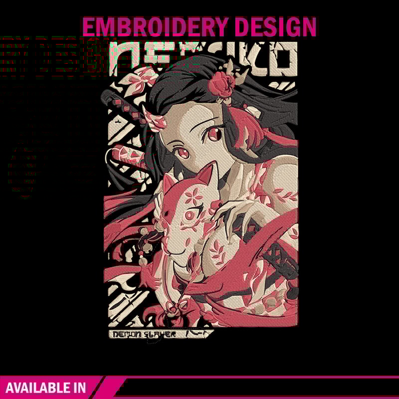 Nezuko poster Embroidery Design, Demon slayer Embroidery, Embroidery File, Anime Embroidery, Digital download.jpg