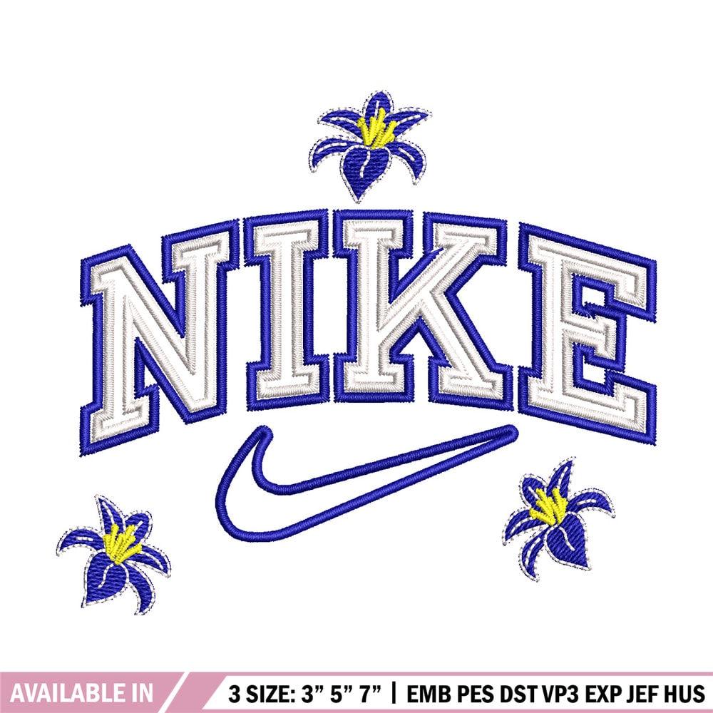 Nike flower embroidery design, Flower embroidery, Nike design, Embroidery shirt, Embroidery file, Digital download.jpg