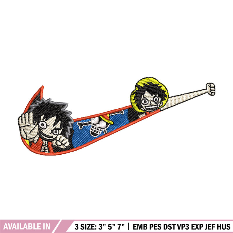 Nike luffy embroidery design, Nike embroidery, Anime design, Embroidery shirt, Embroidery file, Digital download.jpg