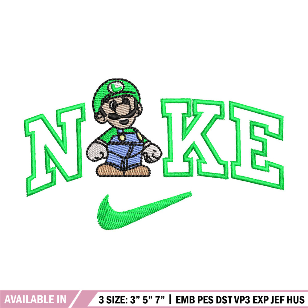 Nike mario green embroidery design, Mario embroidery, Nike design, Embroidery shirt, Embroidery file, Digital download.jpg