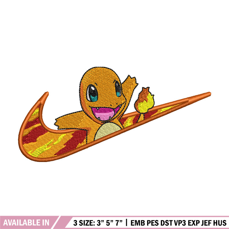 Nike x Charmander embroidery design, Pokemon embroidery,Nike design, Embroidery shirt, Embroidery file, Digital download.jpg