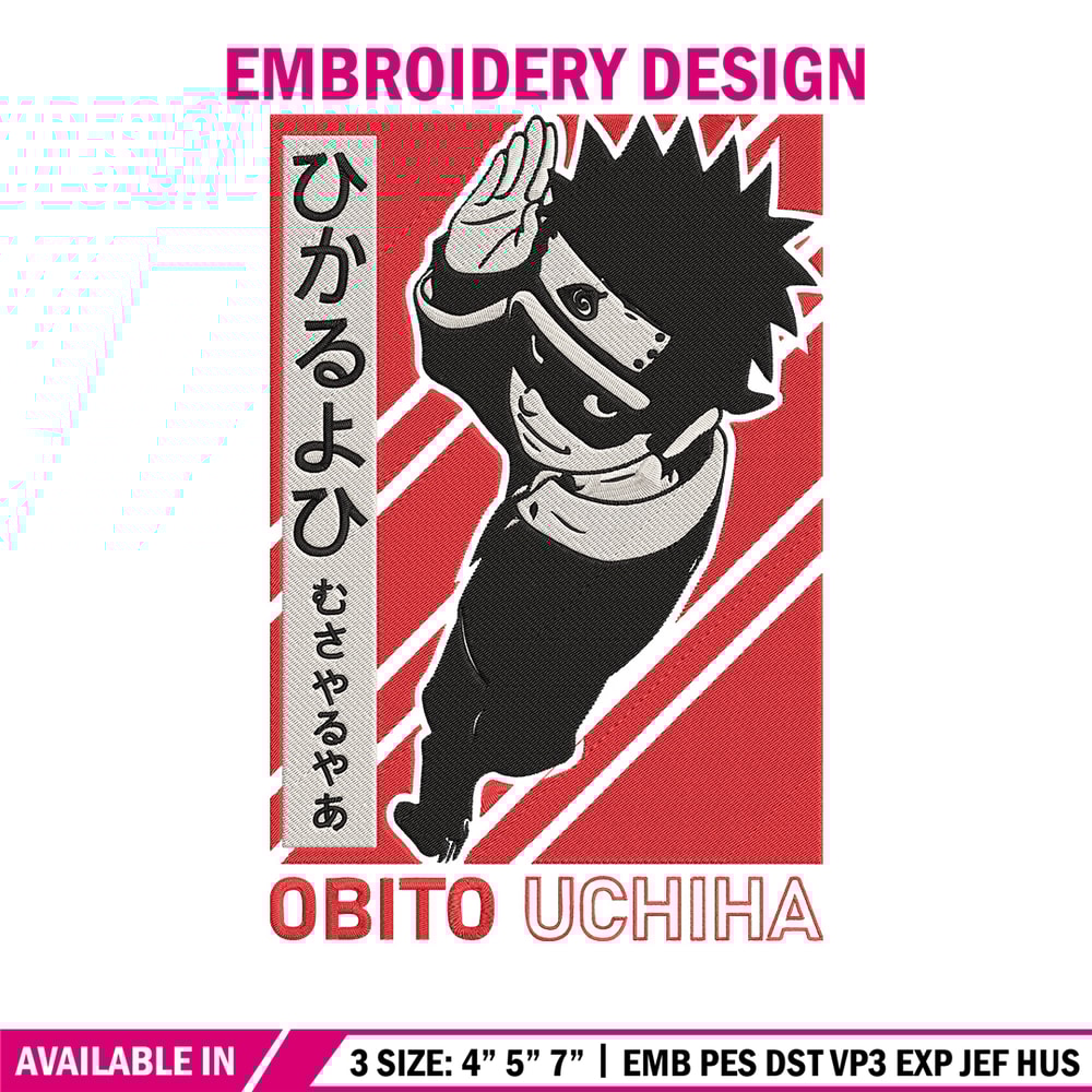 Obito uchiha Embroidery Design, Naruto Embroidery, Embroidery File, Anime Embroidery, Anime shirt, Digital download.jpg