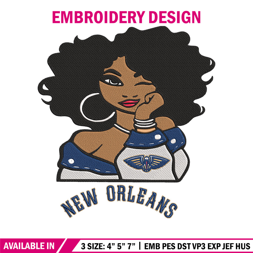 Orleans Pelicans girl embroidery design, NBA embroidery,Sport embroidery, Logo sport embroidery,Embroidery design..jpg