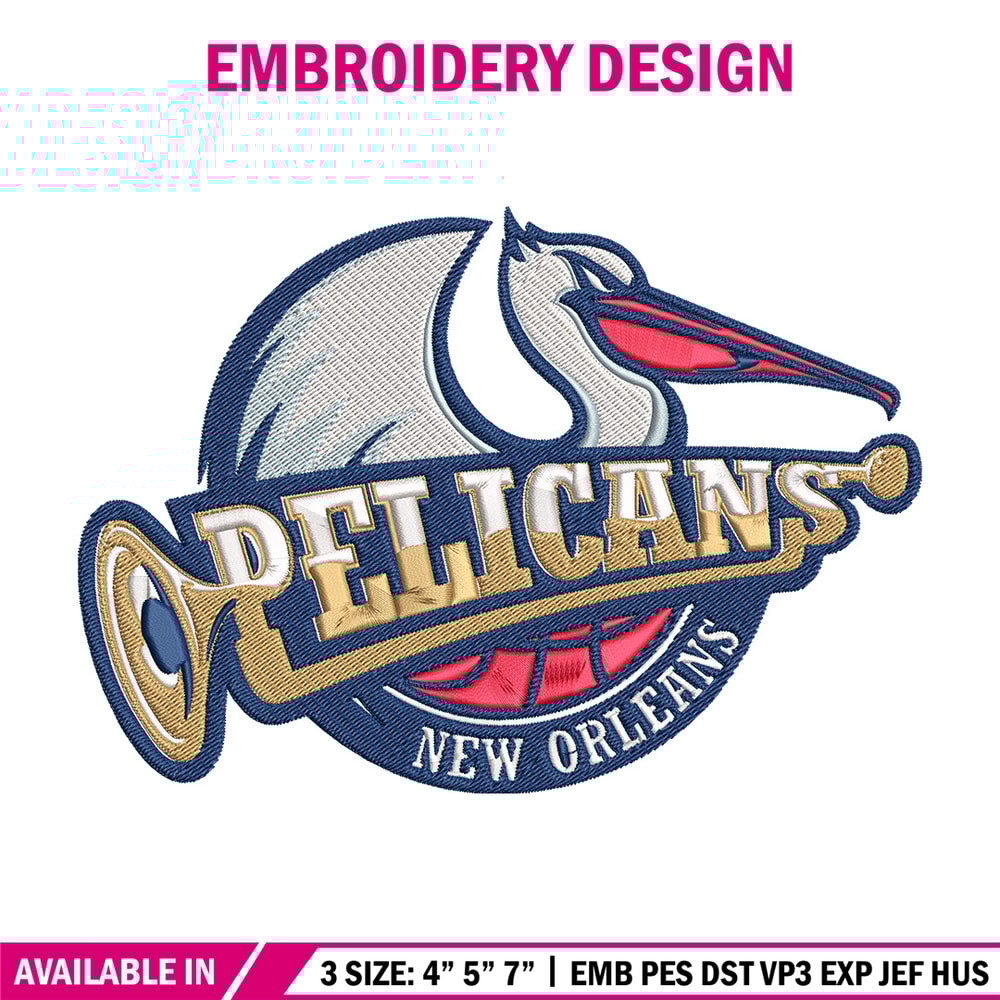 Orleans Pelicans logo embroidery design,NBA embroidery,Sport embroidery, Embroidery design, Logo sport embroidery.jpg