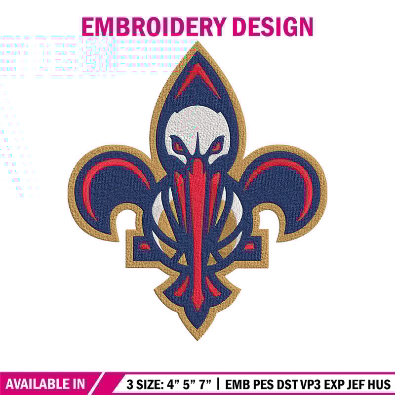 Orleans Pelicans mascot embroidery design,NBA embroidery, Sport embroidery, Embroidery design, Logo sport embroidery.jpg