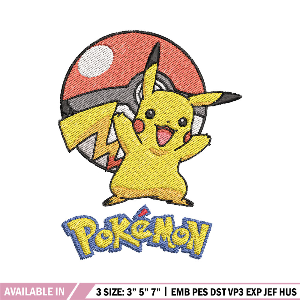 Pikachu embroidery design, Pokemon embroidery, Anime design, Embroidery shirt, Embroidery file, Digital download (2).jpg
