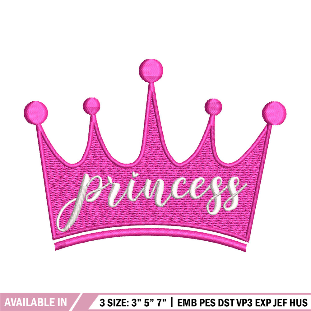 Princess crown embroidery design, Princess embroidery, Emb design, Embroidery shirt, Embroidery file, Digital download.jpg