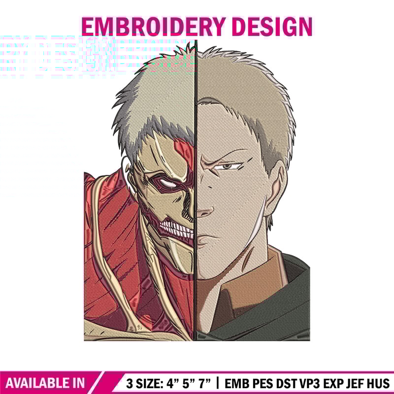 Reiner mode Embroidery Design, Aot Embroidery, Embroidery File, Anime Embroidery, Anime shirt, Digital download.jpg