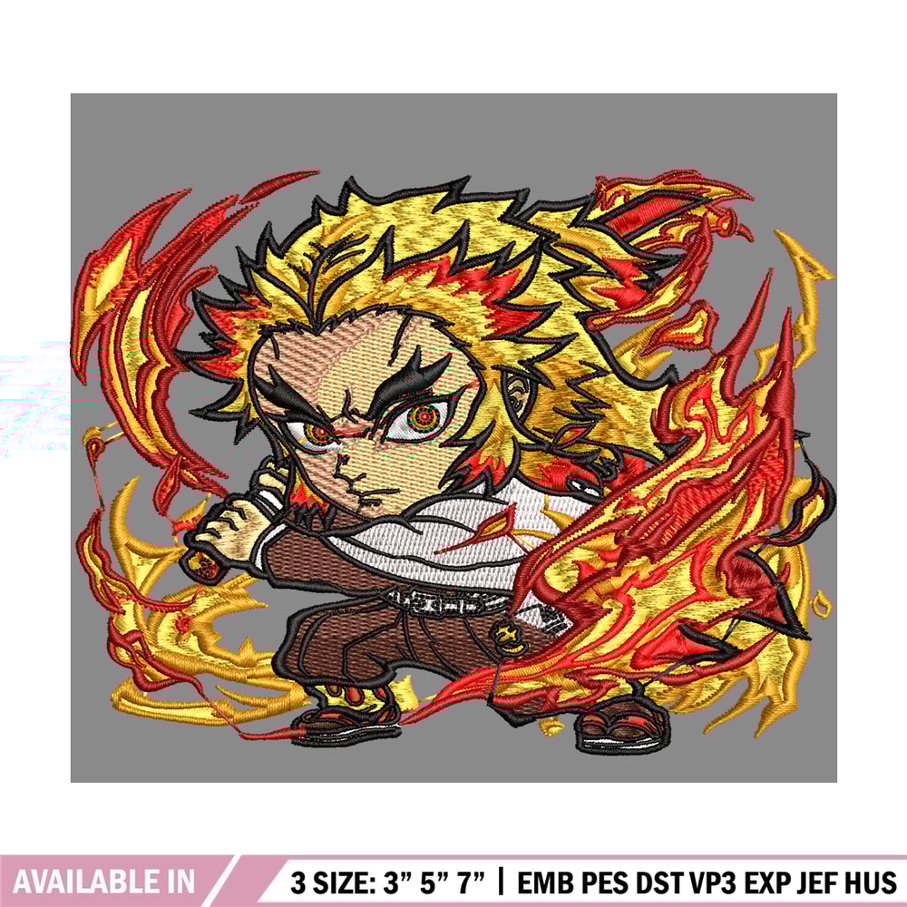 Rengoku Kyoujurou chibi embroidery design, Kimetsu no Yaiba embroidery, embroidery file, anime design, Digital download.jpg