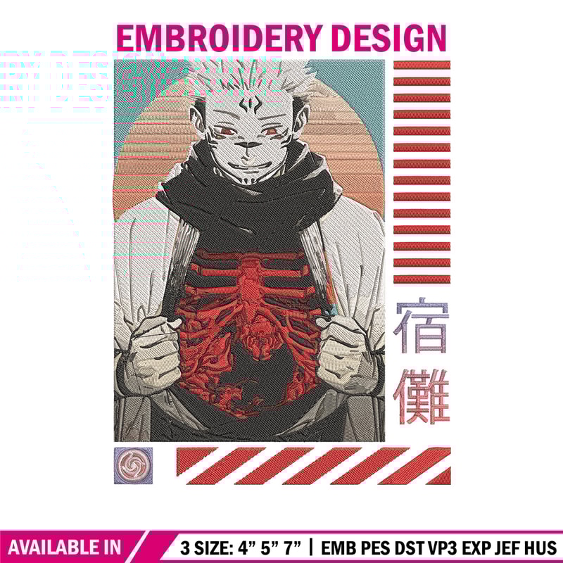Ryomen Sukuna Embroidery Design, Jujutsu Embroidery, Embroidery File, Anime Embroidery,Anime shirt, Digital download.jpg