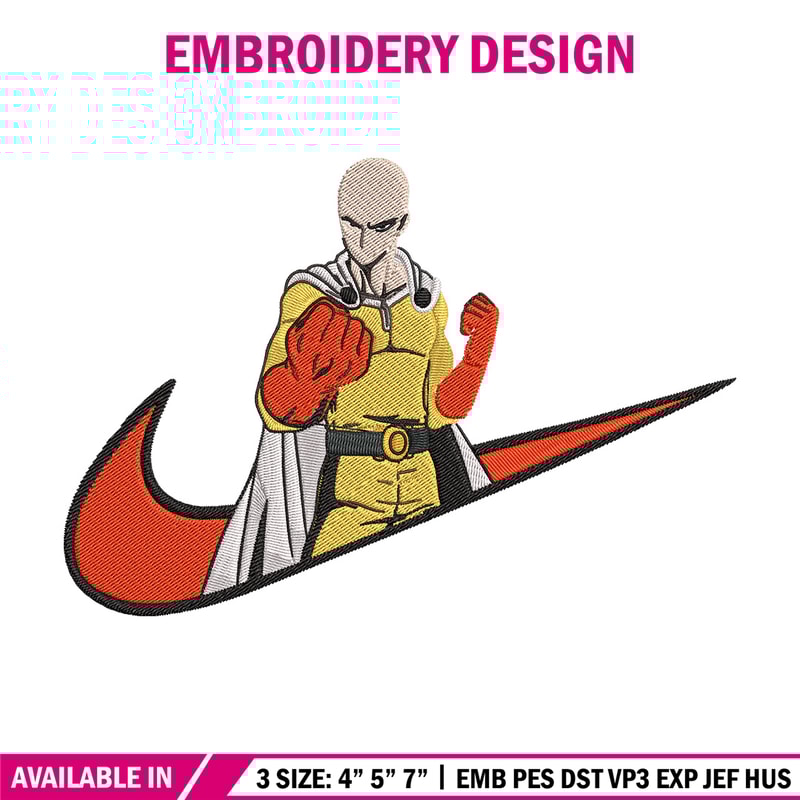Saitama nike Embroidery Design, One punch man Embroidery, Embroidery File, Nike Embroidery,Anime shirt,Digital download.jpg