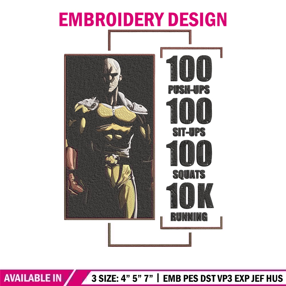 Saitama poster Embroidery Design, One punch man Embroidery,Embroidery File,Anime Embroidery,Anime shirt,Digital download.jpg