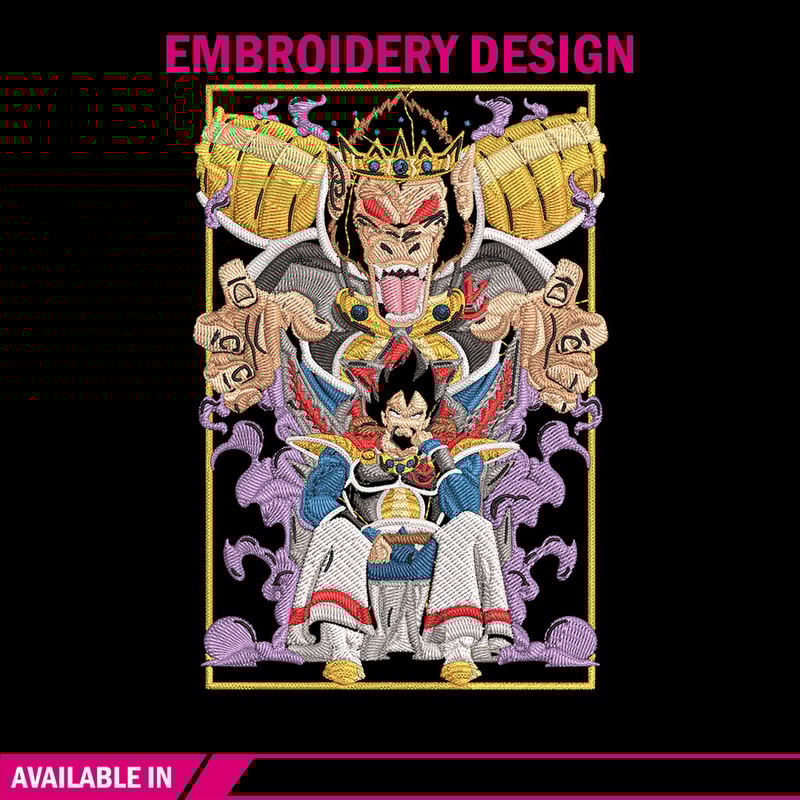 Saiyan king Embroidery Design, Dragonball Embroidery, Embroidery File, Anime Embroidery, Anime shirt, Digital download.jpg