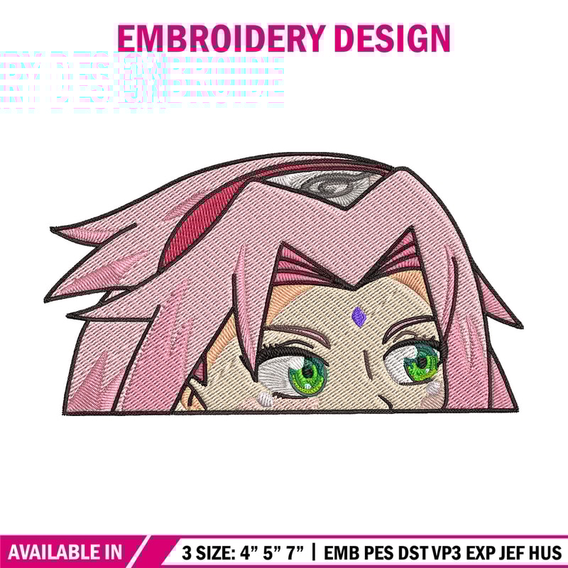 Sakura Peeker Embroidery Design, Naruto Embroidery, Embroidery File, Anime Embroidery, Anime shirt, Digital download.jpg