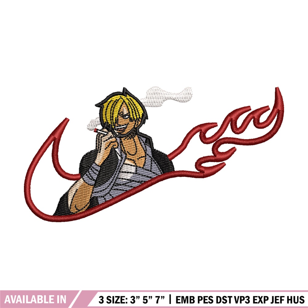 Sanji swoosh embroidery design, One piece embroidery, Nike design, Embroidery shirt, Embroidery file, Digital download.jpg