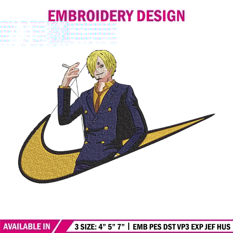 Sanji x nike Embroidery Design, One piece Embroidery, Embroidery File, Nike Embroidery, Anime shirt, Digital download.jpg