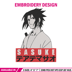 Sasuke poster Embroidery Design, Naruto Embroidery, Embroidery File, Anime Embroidery, Anime shirt, Digital download