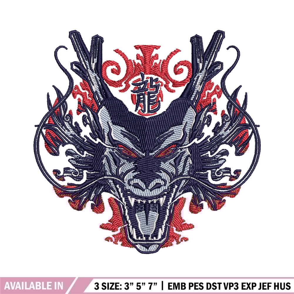 Shenron black embroidery design, Dragonball embroidery, Anime design, Embroidery shirt, Embroidery file, Digital downloa.jpg