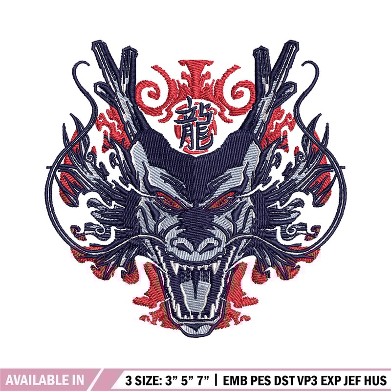 Shenron black embroidery design, Dragonball embroidery, Anime design, Embroidery shirt, Embroidery file, Digital downloa.jpg