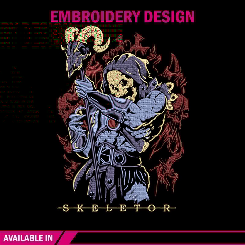 Skeletor Embroidery Design, He man Embroidery, Embroidery File, Anime Embroidery, Anime shirt, Digital download.jpg