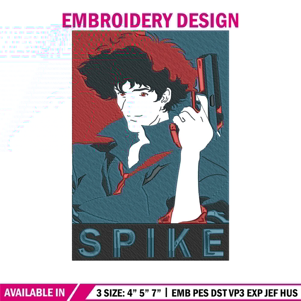Spike poster Embroidery Design, Cowboy bebop Embroidery, Embroidery File, Anime Embroidery,Anime shirt,Digital download.jpg
