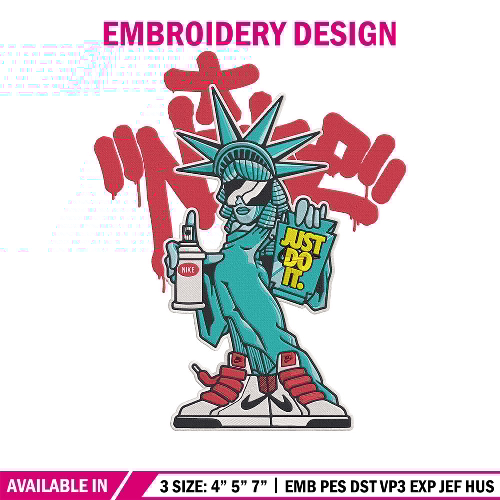 Statue of Liberty x nike Embroidery Design, Statue of Liberty Embroidery, Embroidery File, Anime Embroidery, Nike shirt.jpg