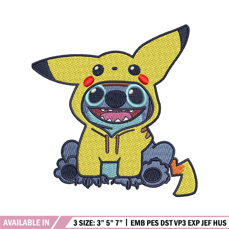 Stitch Pikachu logo embroidery design, Stitch Pikachu embroidery, Embroidery shirt, logo design, Instant download.jpg