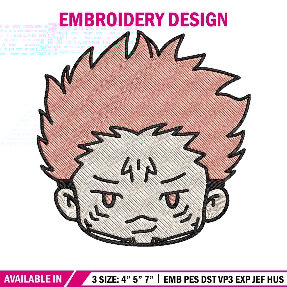Sukuna chibi Embroidery Design, Jujutsu Embroidery, Embroidery File, Anime Embroidery, Anime shirt, Digital download.jpg