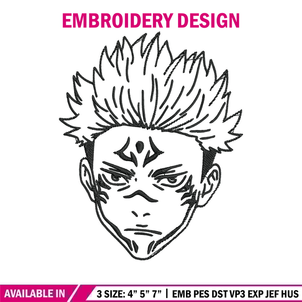 Sukuna face Embroidery Design, Jujutsu Embroidery, Embroidery File,Anime Embroidery, Anime shirt, Digital download.jpg