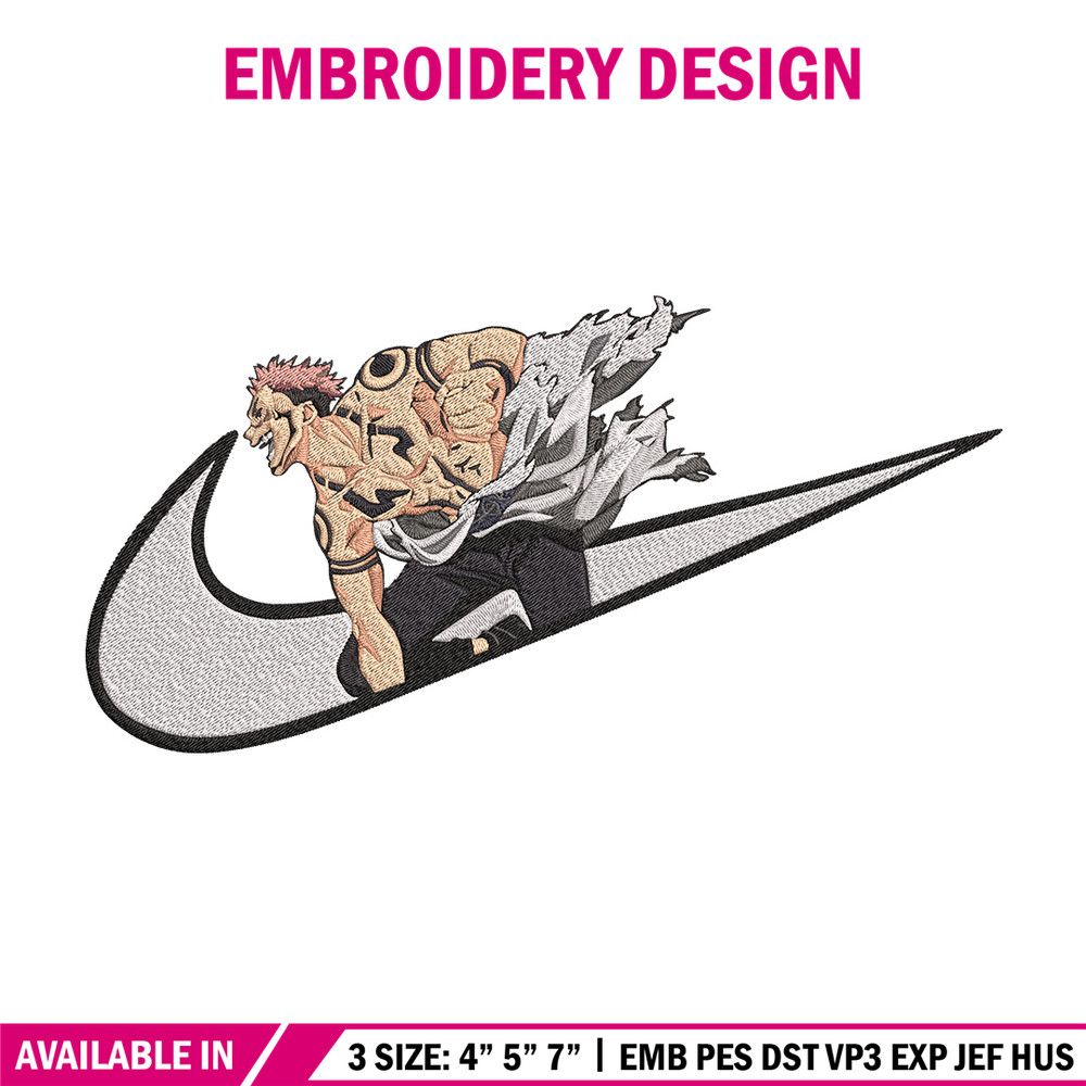 Sukuna x nike Embroidery Design, Jujutsu Embroidery, Embroidery File, Nike Embroidery, Anime shirt, Digital download.jpg