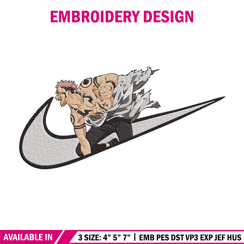 Sukuna x nike Embroidery Design, Jujutsu Embroidery, Embroidery File, Nike Embroidery, Anime shirt, Digital download.jpg