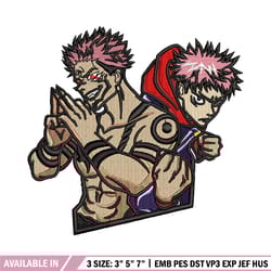 sukuna x yuji embroidery design, jujutsu embroidery, anime design, embroidery shirt