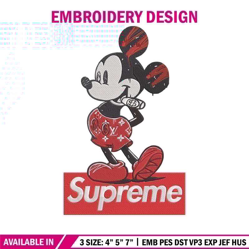 Supreme mickey Embroidery Design, Mickey Embroidery, Embroidery File, Supreme Embroidery, Anime shirt, Digital download.jpg