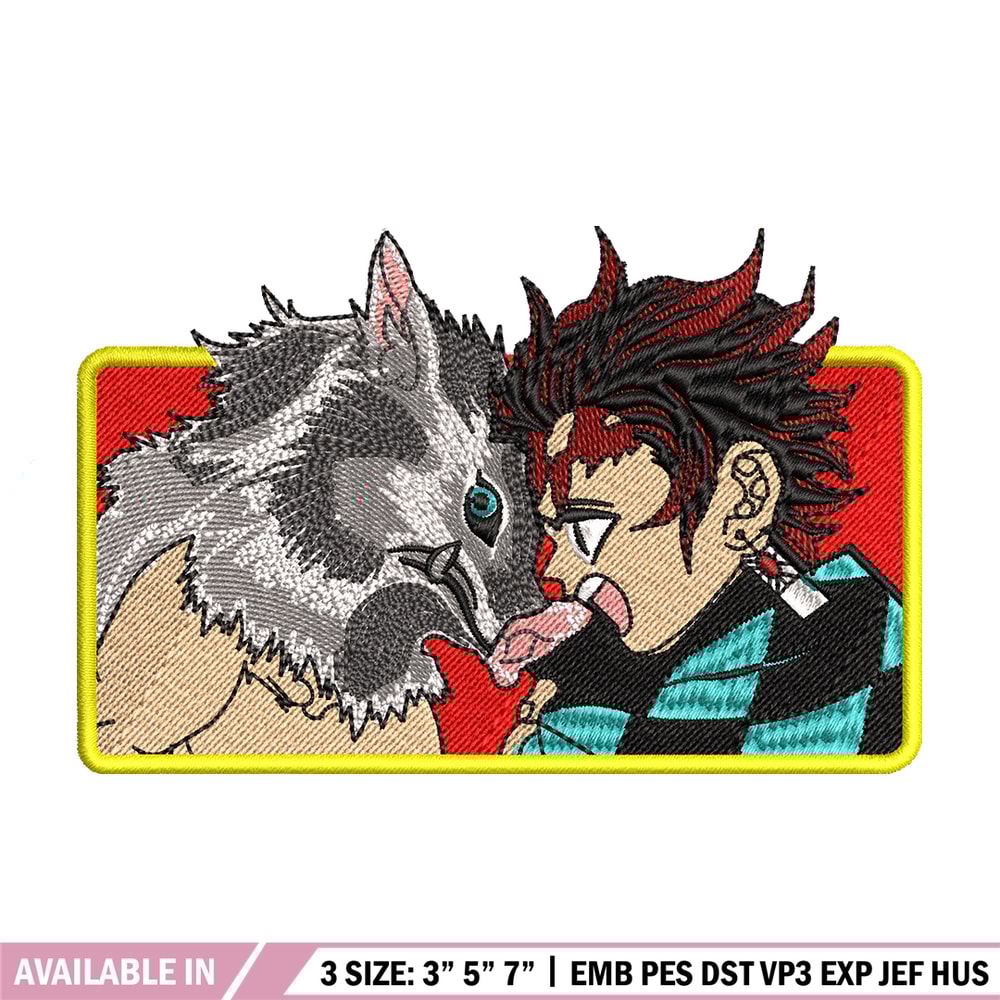 Tanjiro and Inosuke embroidery design, Kimetsu no Yaiba embroidery, anime design, anime shirt, Digital download.jpg