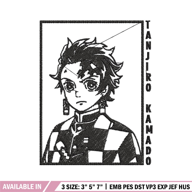 Tanjiro black embroidery design, Tanjiro embroidery, Embroidery shirt, Embroidery file, Anime design, Digital download.jpg