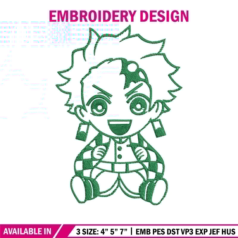 Tanjiro chibi Embroidery Design, Demon slayer Embroidery, Embroidery File, Anime Embroidery, Digital download.jpg