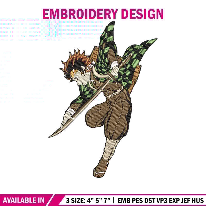 Tanjiro Embroidery Design, Demon slayer Embroidery, Embroidery File, Anime Embroidery, Anime shirt, Digital download..jpg