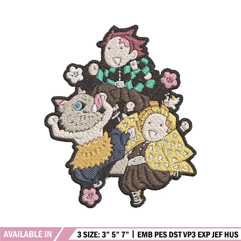 Tanjiro friends embroidery design, Tanjiro embroidery, Embroidery shirt, Embroidery file, Anime design, Digital download.jpg