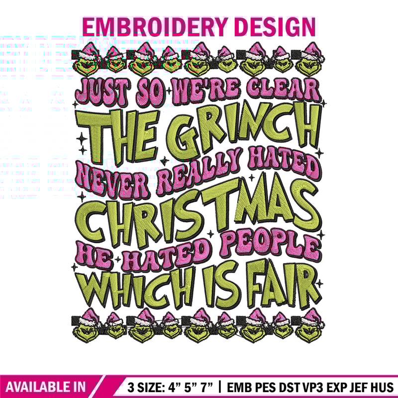 The grinch Embroidery Design, Grinch Embroidery, Embroidery File, Chrismas Embroidery, Anime shirt, Digital download.jpg