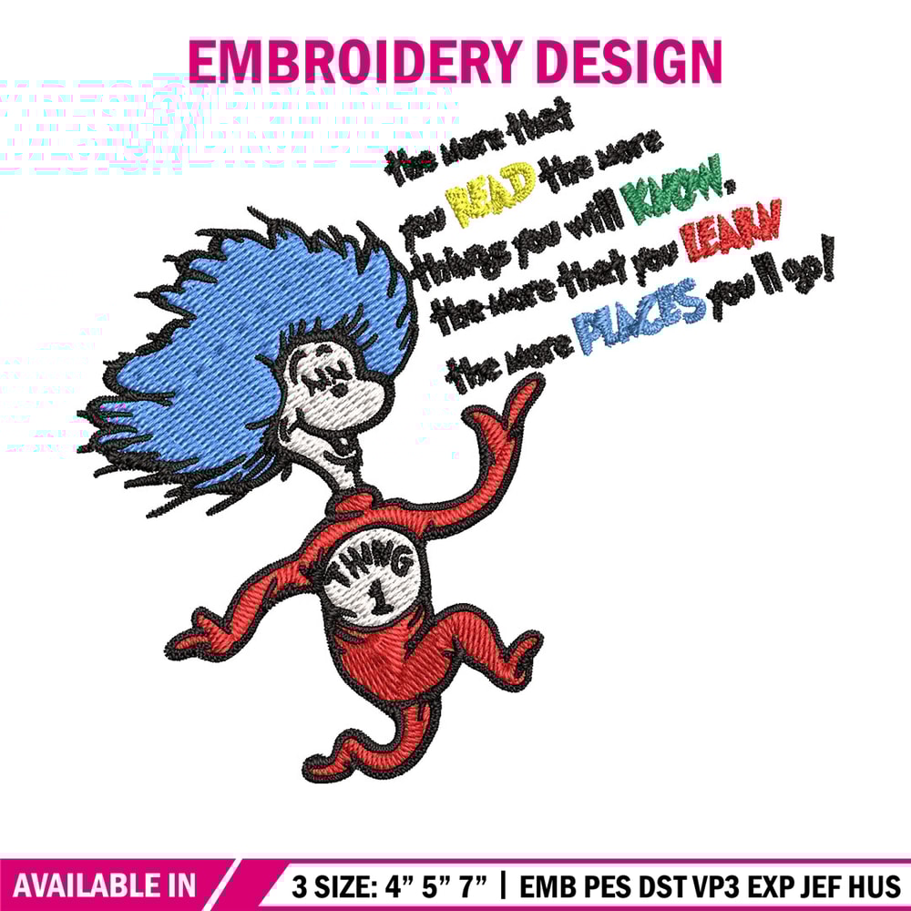 Thing One Embroidery Design, Dr seuss Embroidery, Embroidery File, logo shirt, Embroidery design, Digital download..jpg